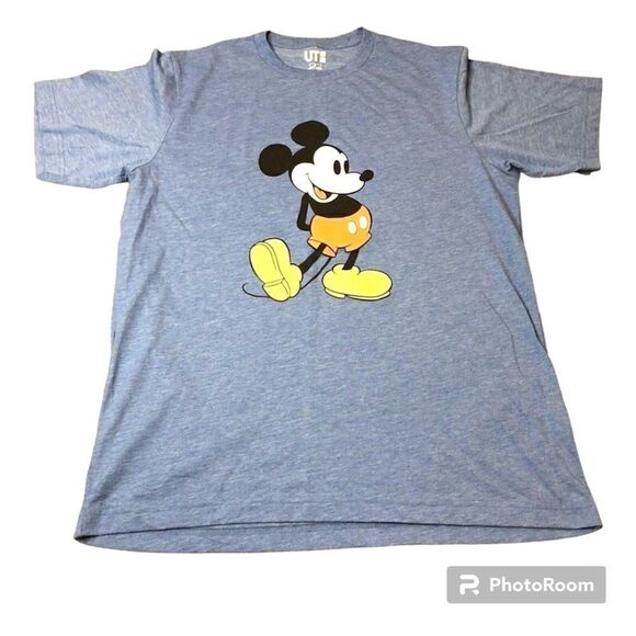 Uniqlo x Disney Shirt Adult Medium Blue Mickey Mouse Collection Mens - Picture 1 of 6